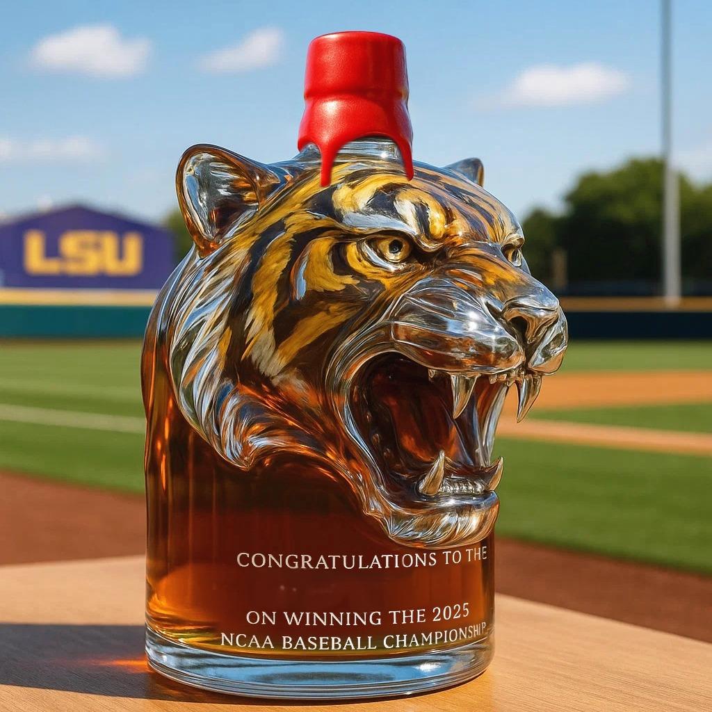Whiskey bottle Commemorating LSU Tiger's 2025 NCAA Caseball Championship