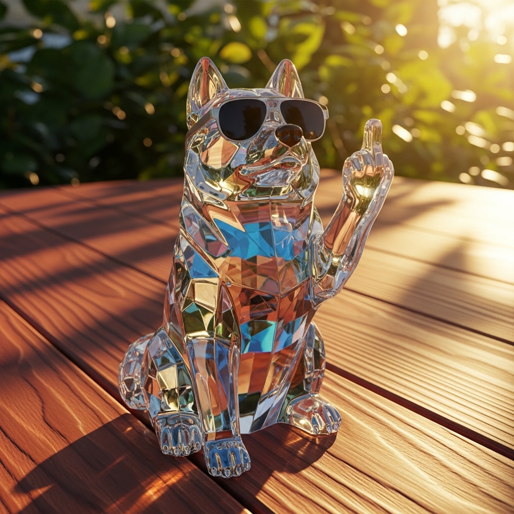 Crystal dog middle finger ornament