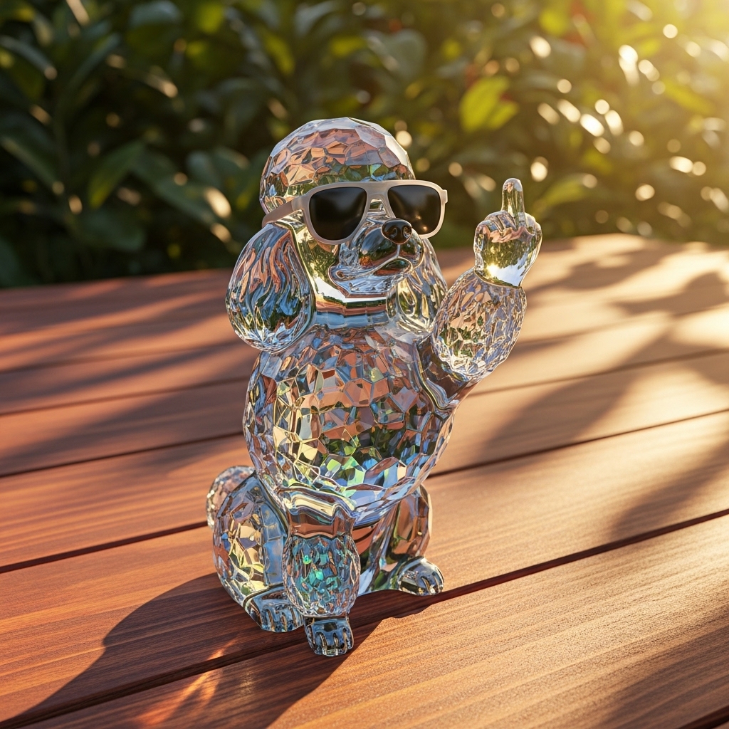 Crystal dog middle finger ornament