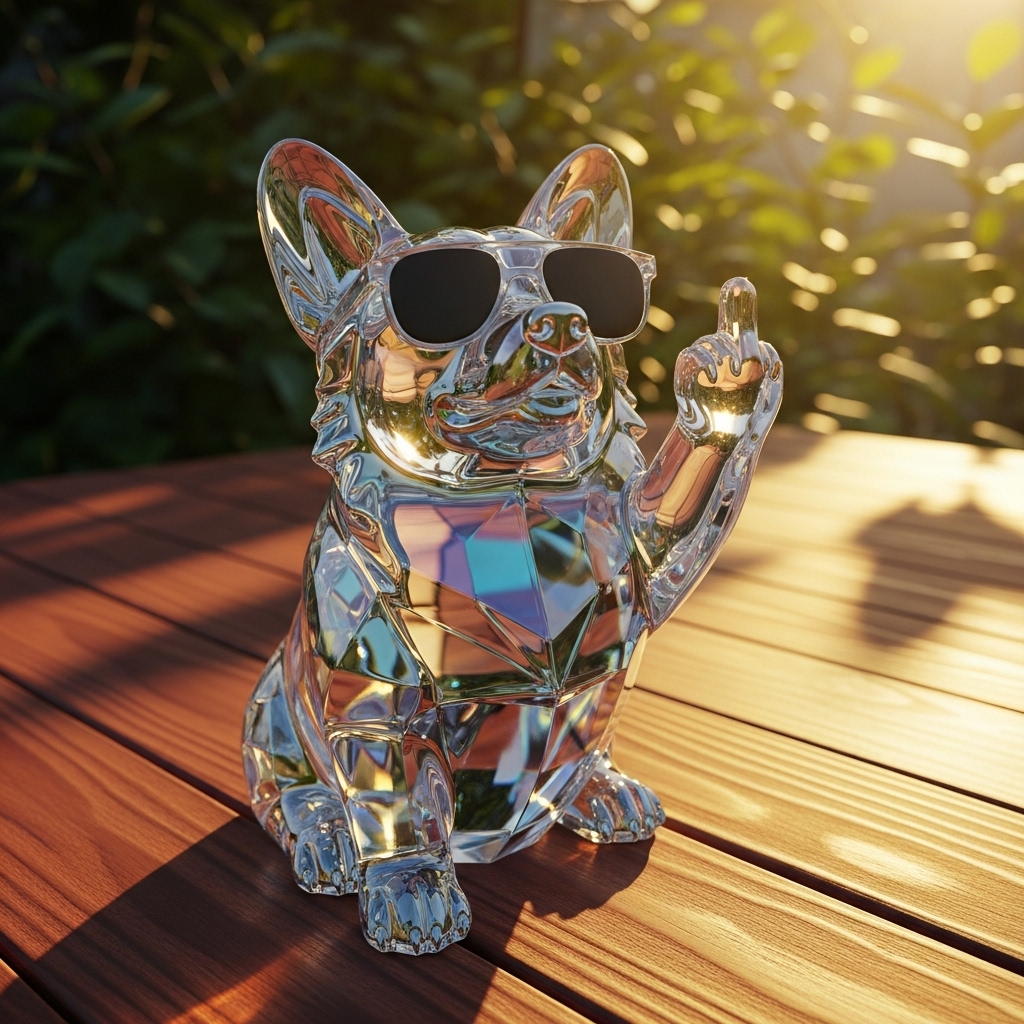 Crystal dog middle finger ornament