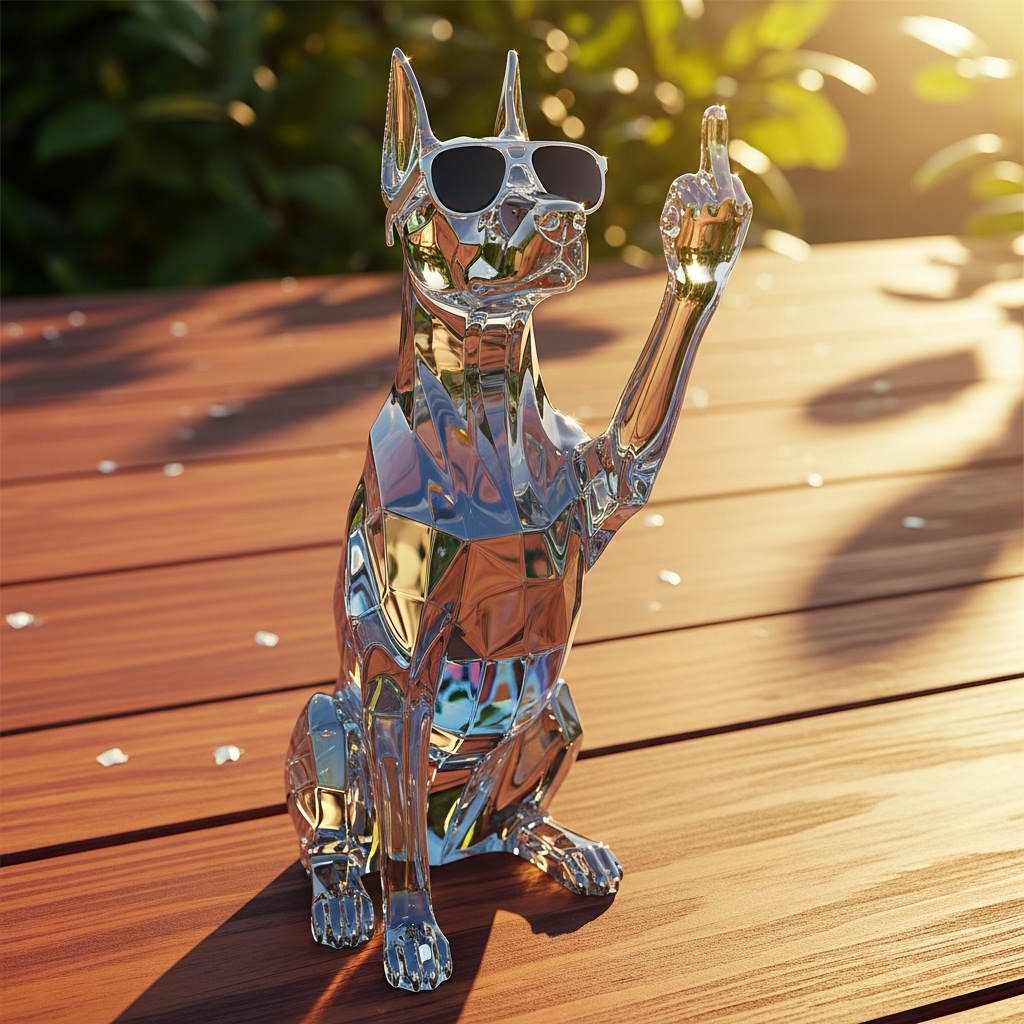 Crystal dog middle finger ornament