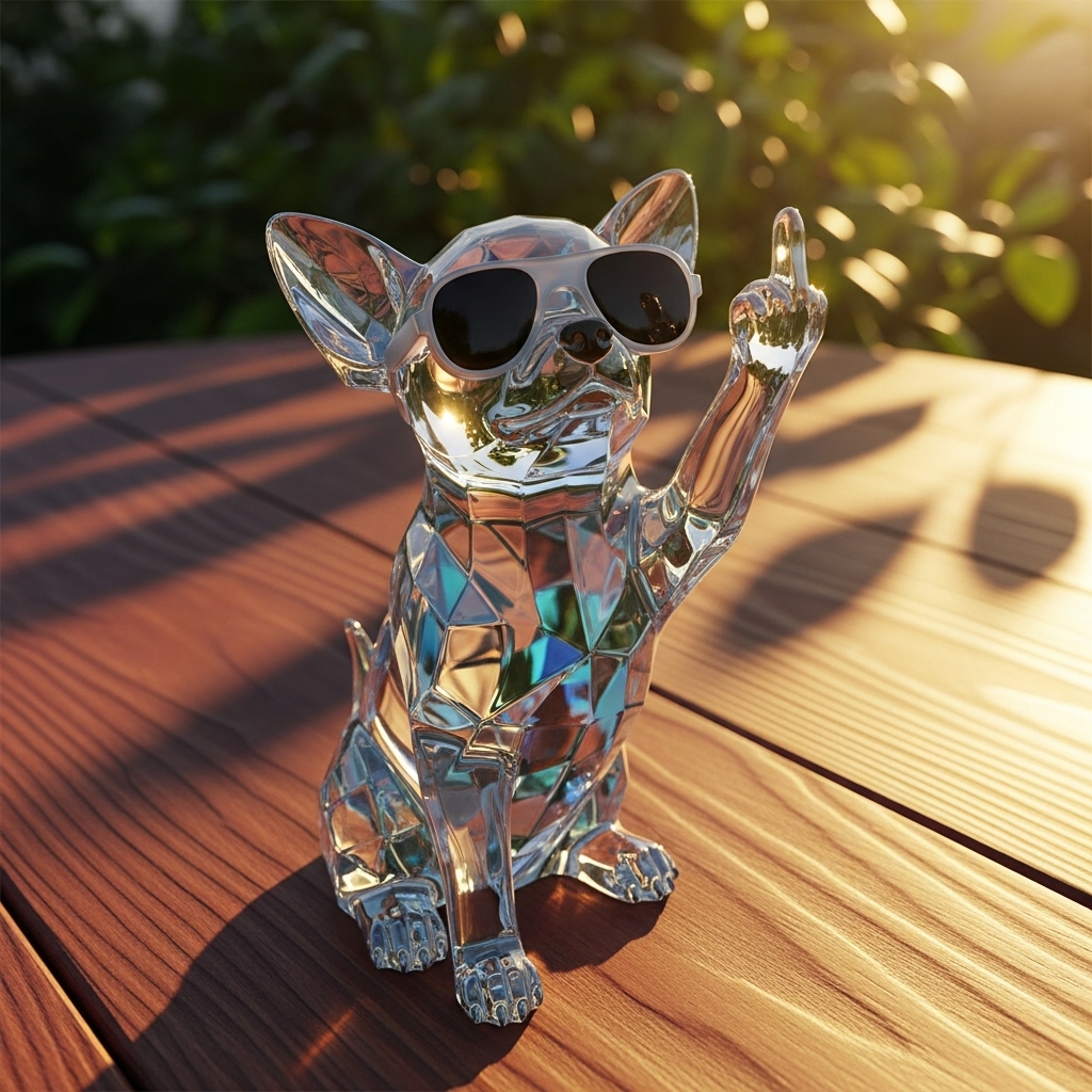 Crystal dog middle finger ornament