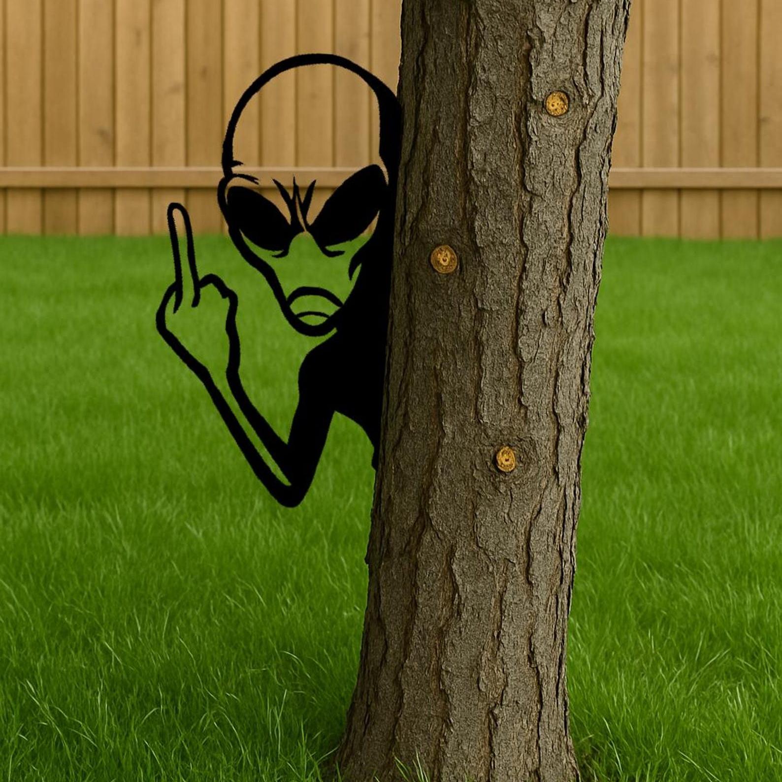 👽Funny Peek-a-Boo Alien Metal Sign