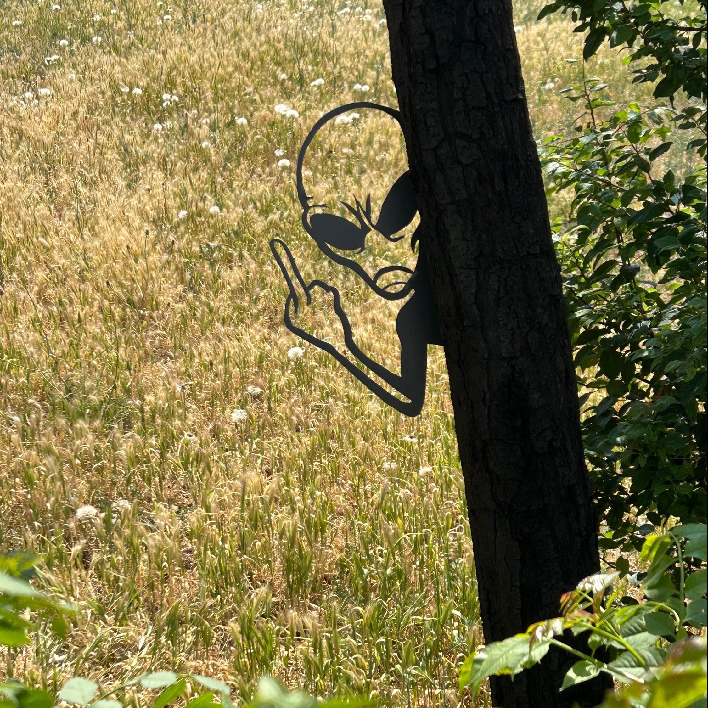 👽Funny Peek-a-Boo Alien Metal Sign