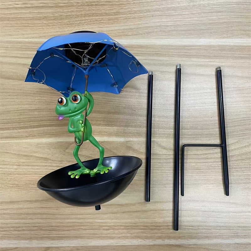 Solar-Powered LED Animal Umbrella Light with Bird Feeder