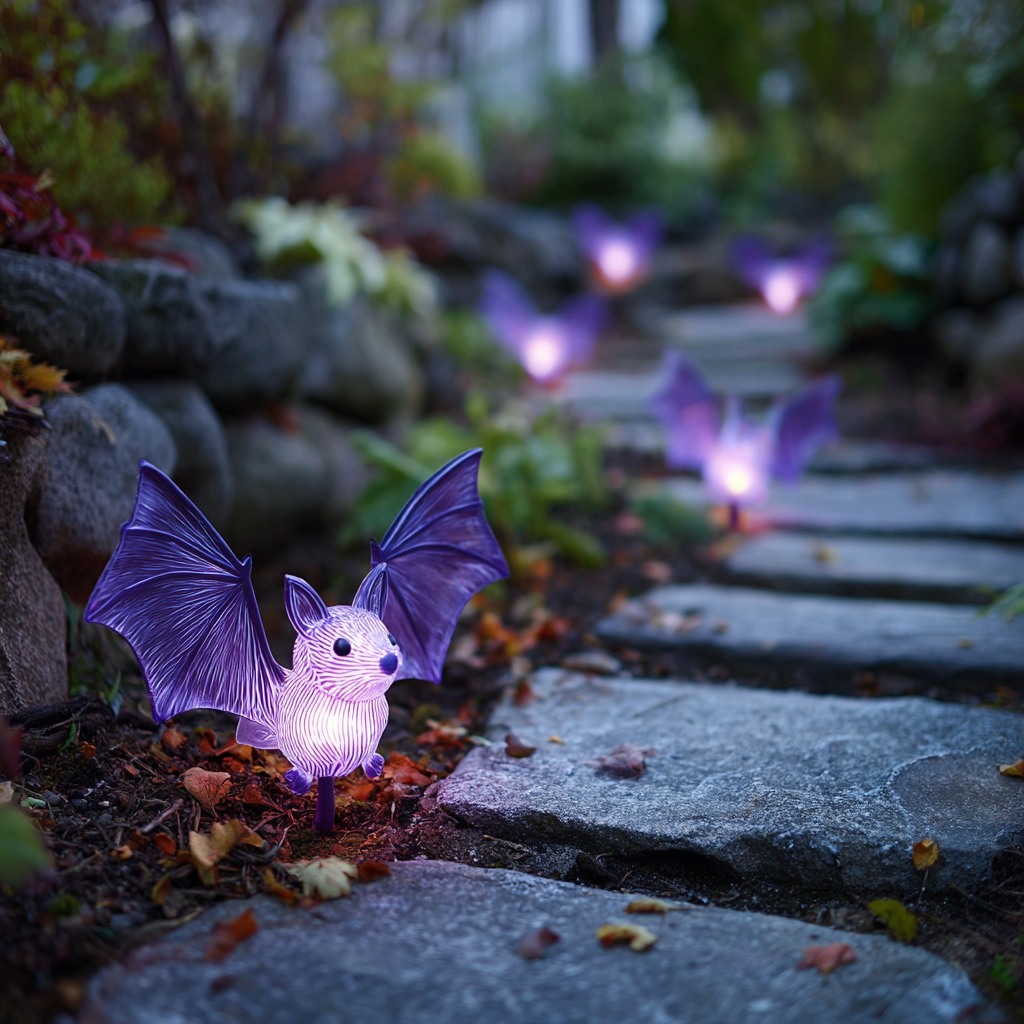 🦇 Solar-Powered Purple Bat Pathway Lights