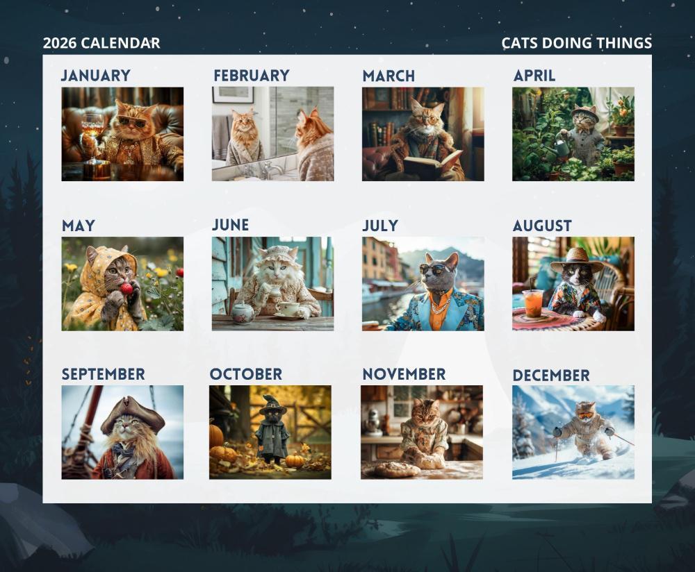 📅2026 Cats Doing Things Calendar