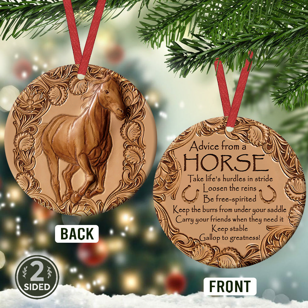 Horse Advice Ceramic Circle Ornament