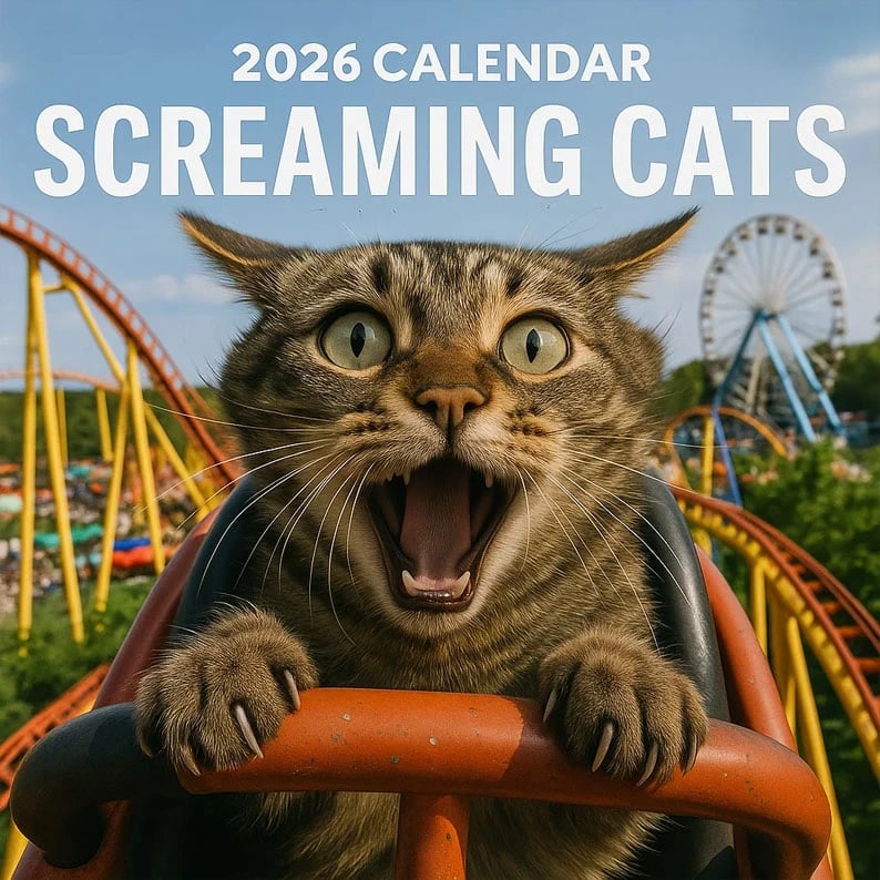 Funny Screaming Cats Calendar 2026 