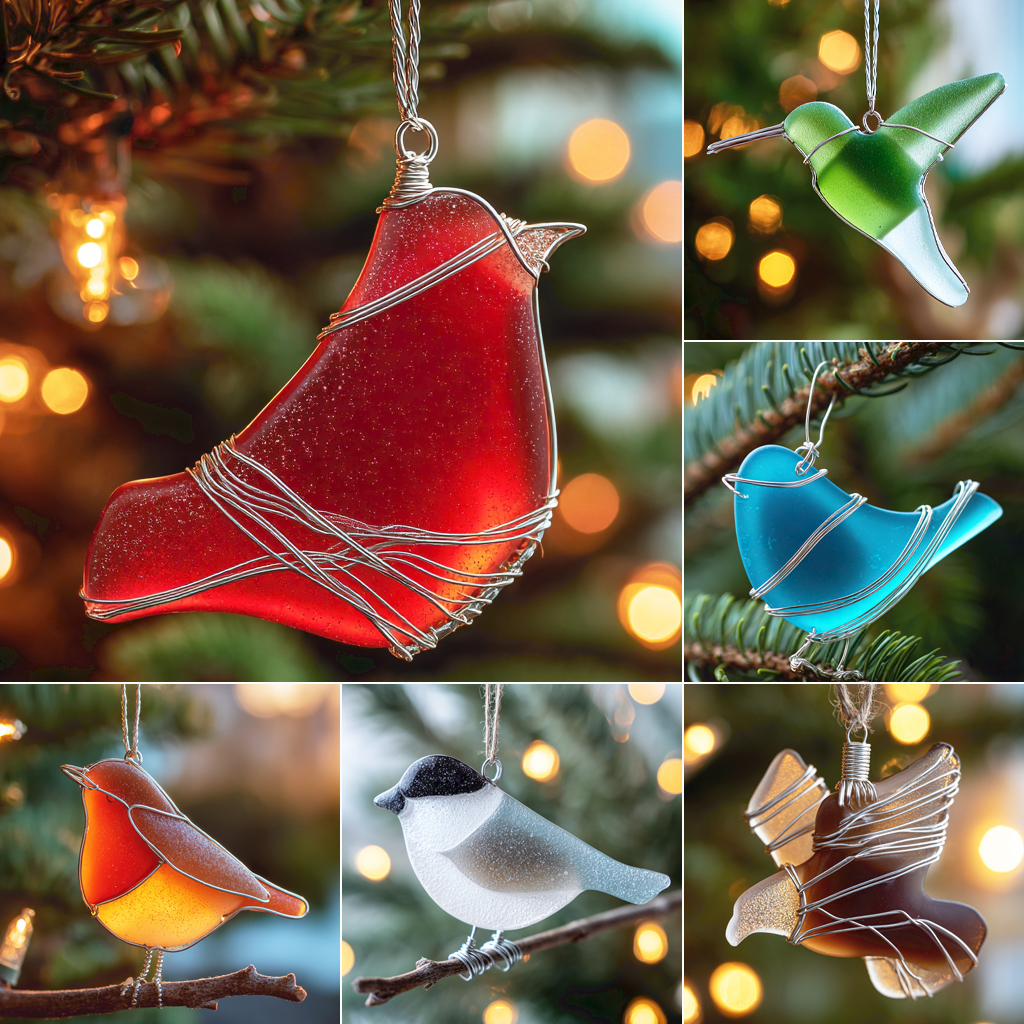 🌊🐦Sea Glass Birds Ornament