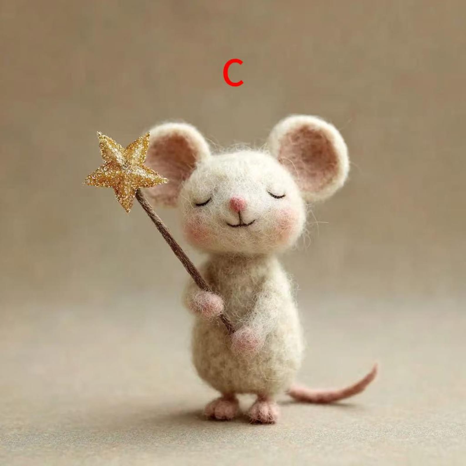 Starry-Eyed Mouse Felt Doll