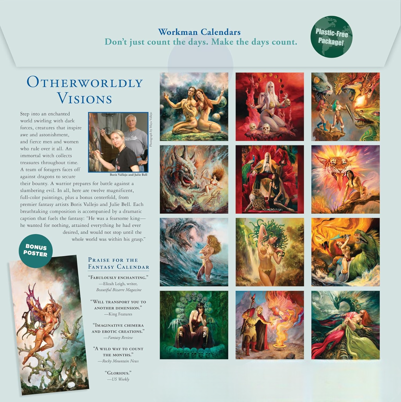 Boris Vallejo & Julie Bell 2025 Fantasy Wall Calendar