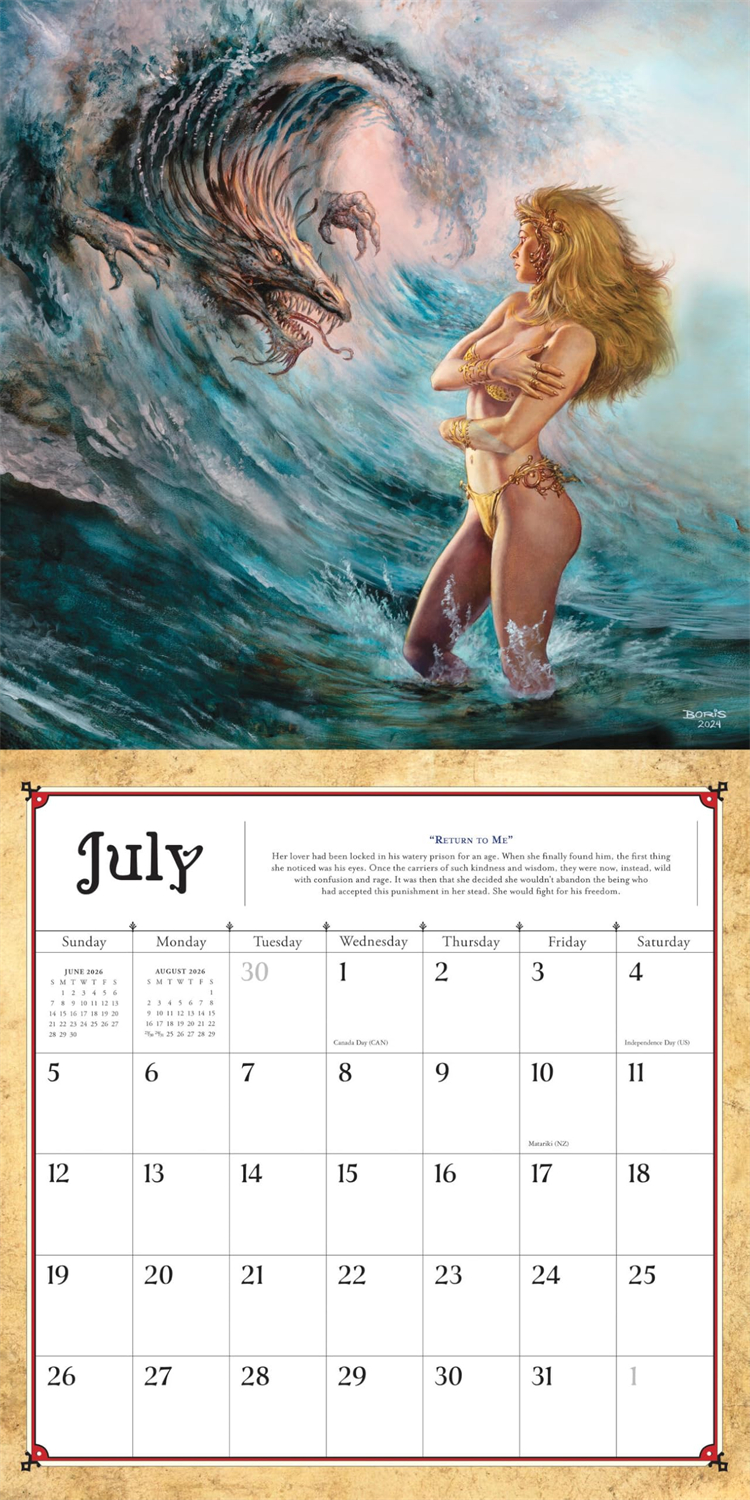 Boris Vallejo & Julie Bell 2025 Fantasy Wall Calendar