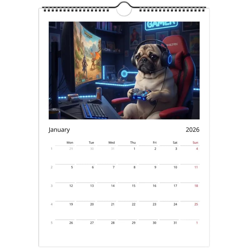 Pug Lovers 2026 Calendar