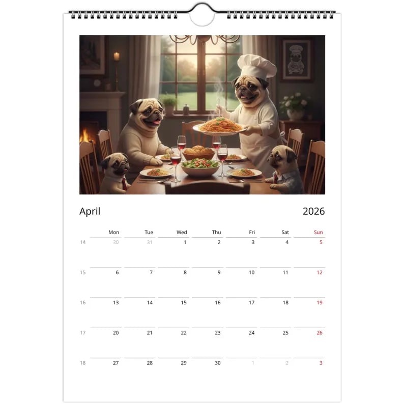 Pug Lovers 2026 Calendar
