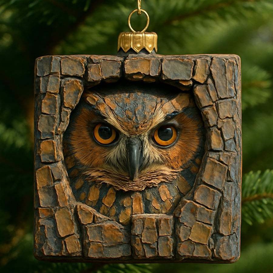 🦉Wooden Owl Christmas ornament