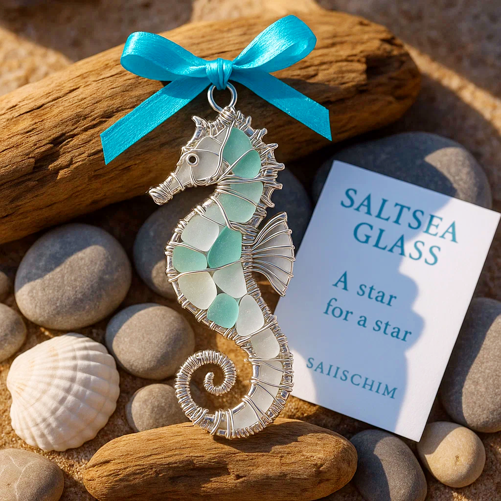 ✨Handmade Sea Glass Ocean Ornament