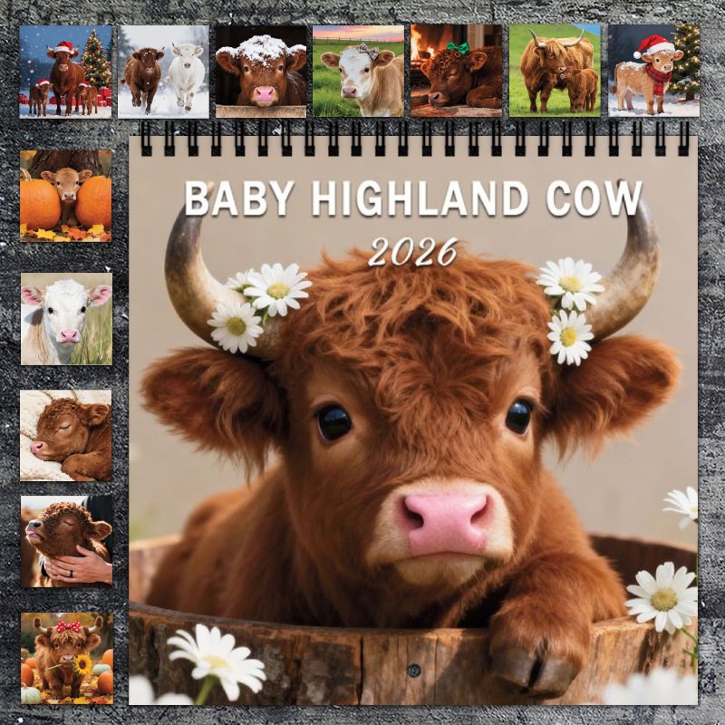 Baby Highland Cow 2026 Calendar