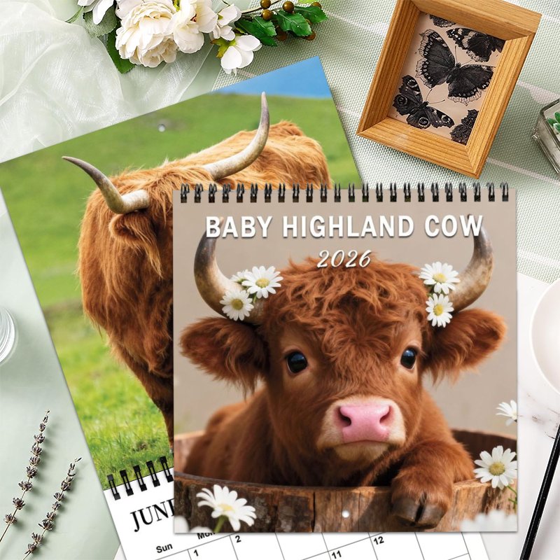 Baby Highland Cow 2026 Calendar