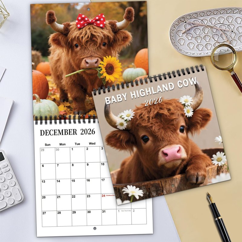 Baby Highland Cow 2026 Calendar
