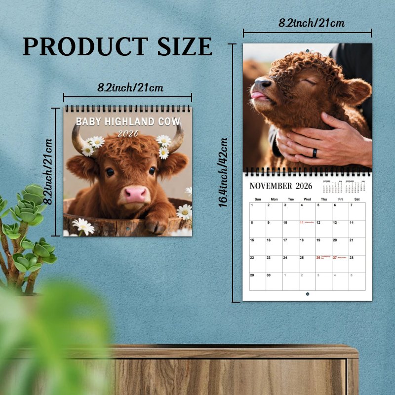 Baby Highland Cow 2026 Calendar