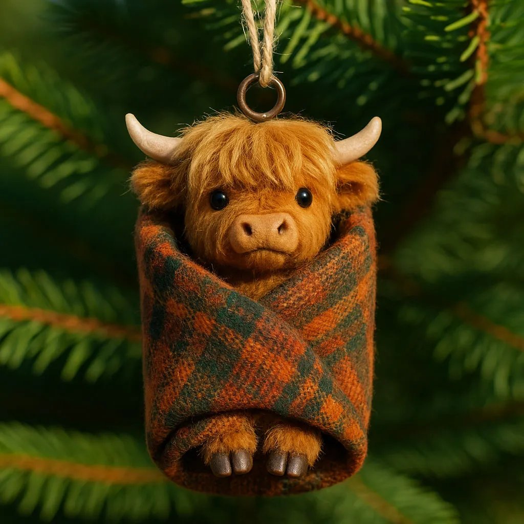 Baby Highland Cow in a Blanket 
