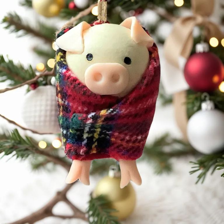  Handmade Baby Highland Cow in a Blanket Holiday Charm