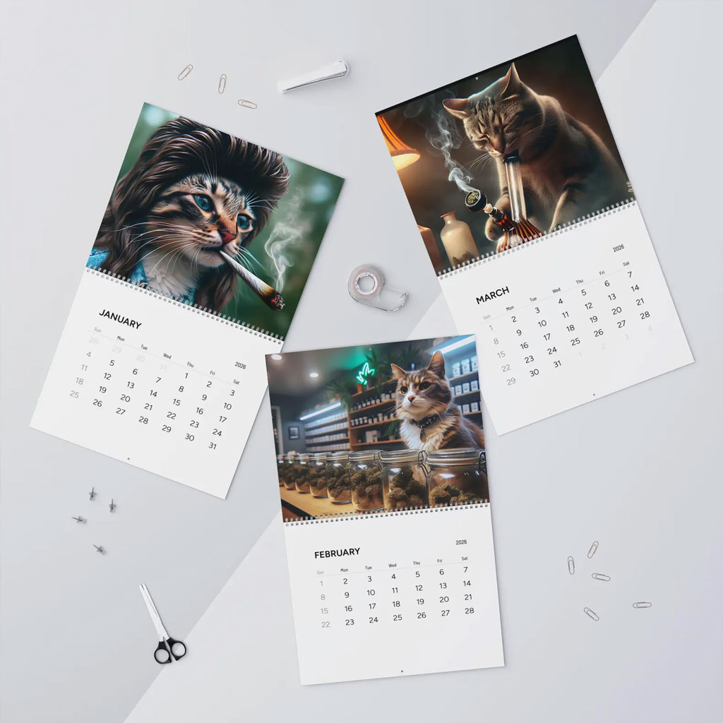 2026 Fun Cat Smoking Marijuana Calendar 2026 Fun Cat “Stoner” Calendar – A Year of Hilarious, High-Vibe Felines 😹🗓️