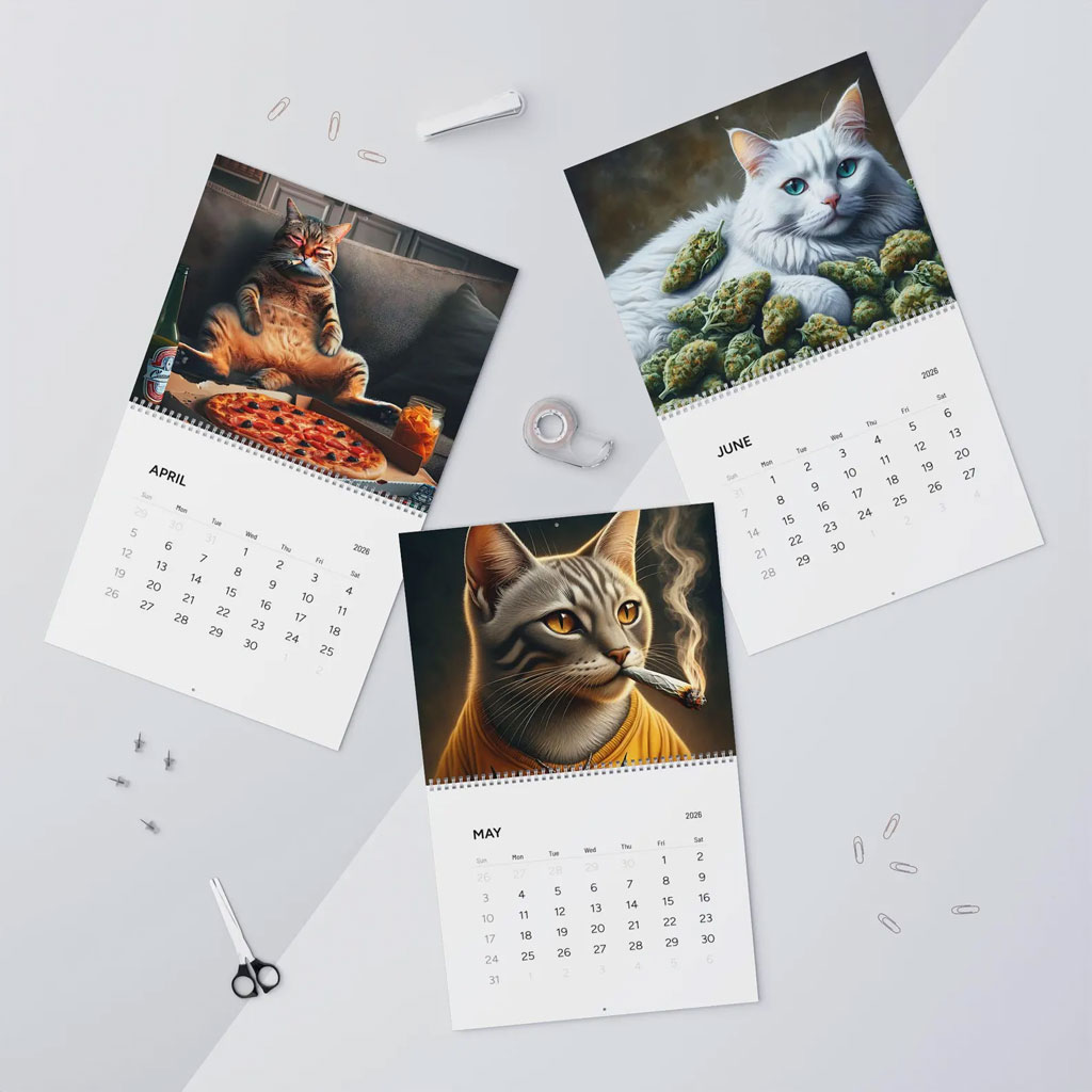 2026 Fun Cat Smoking Marijuana Calendar 2026 Fun Cat “Stoner” Calendar – A Year of Hilarious, High-Vibe Felines 😹🗓️