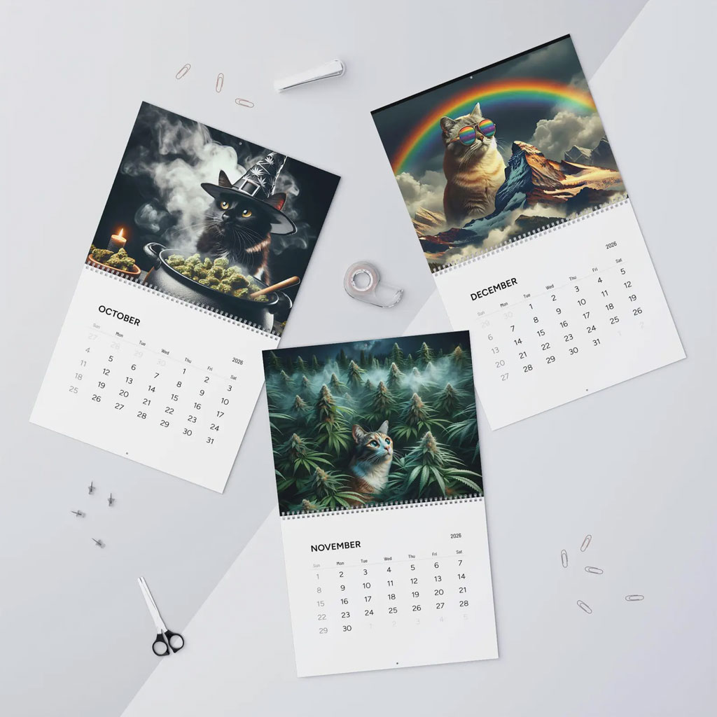 2026 Fun Cat Smoking Marijuana Calendar 2026 Fun Cat “Stoner” Calendar – A Year of Hilarious, High-Vibe Felines 😹🗓️