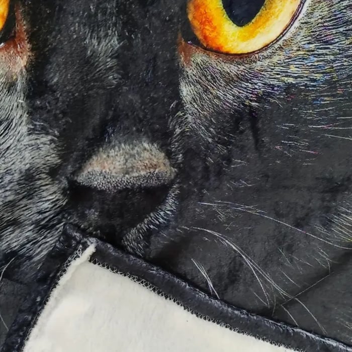 Black Cat Print Flannel Blanket