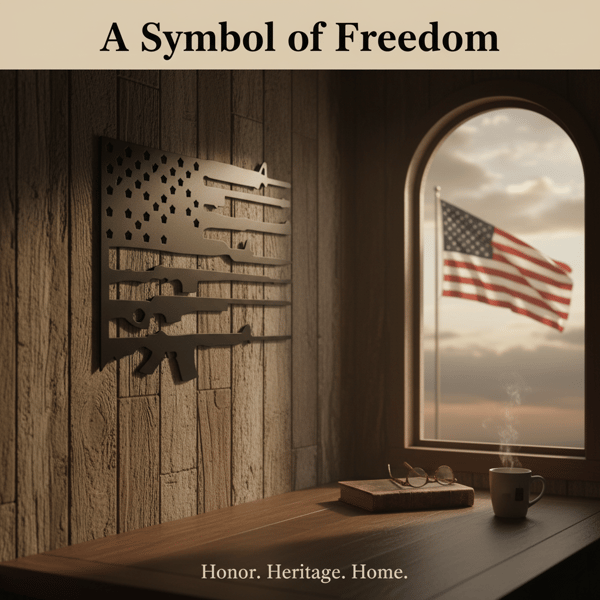 🦅Vintage American Flag & Gun Metal Wall Art