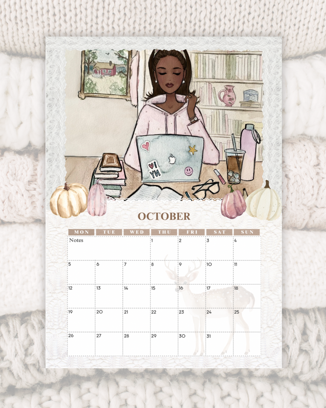 Fashion Women Watercolor Calendar 2026