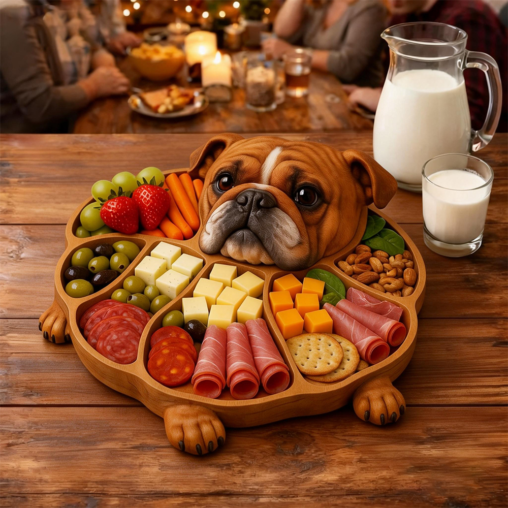 🐶Bulldog Delight Wooden Charcuterie & Snack Board