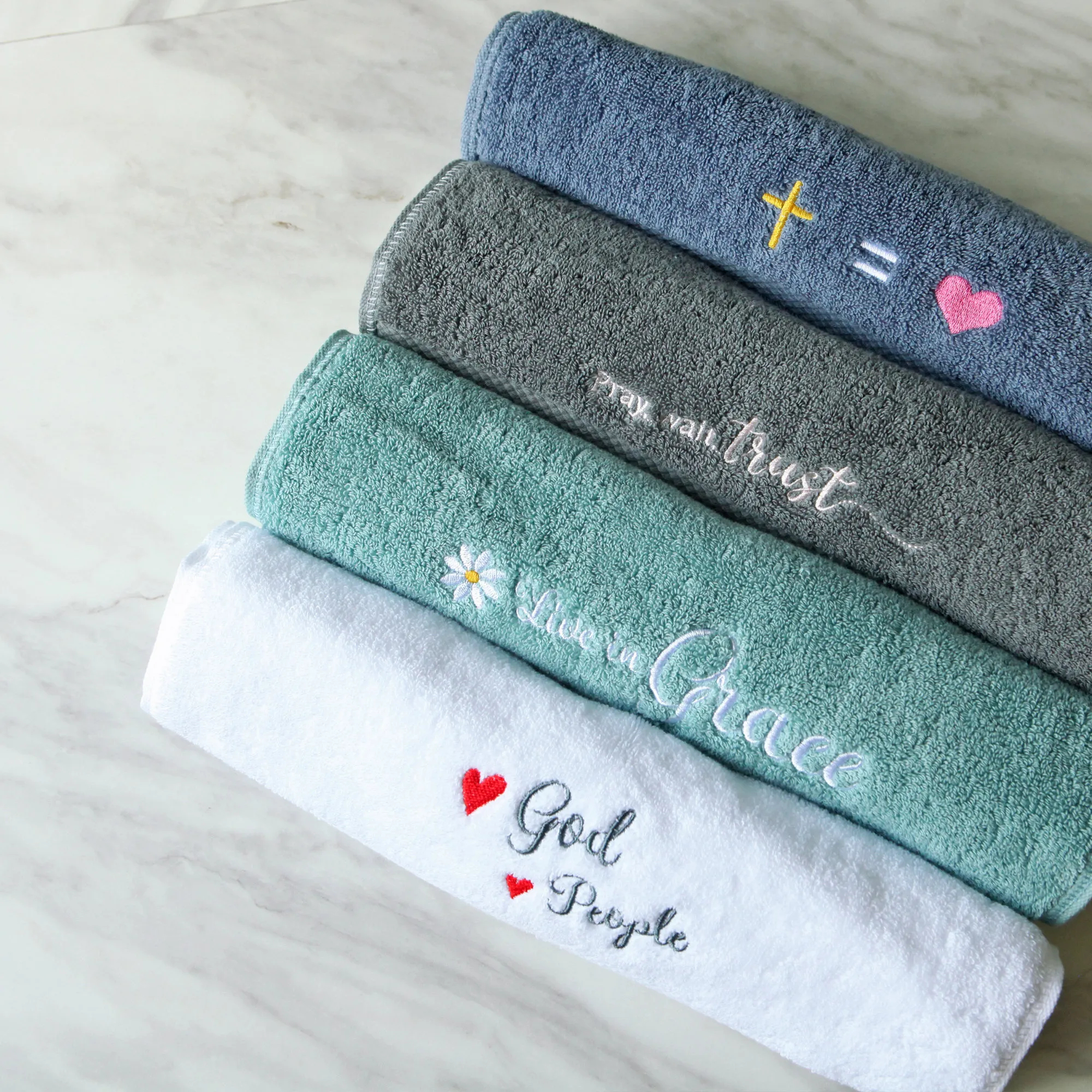 🔆Embroidery Hand Towel Unique Christian Gift 4 Colours💫