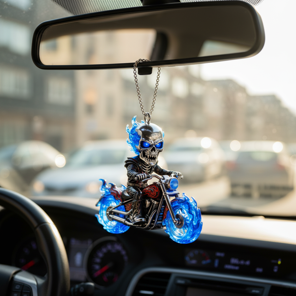 Blazing Skull Biker Ornament