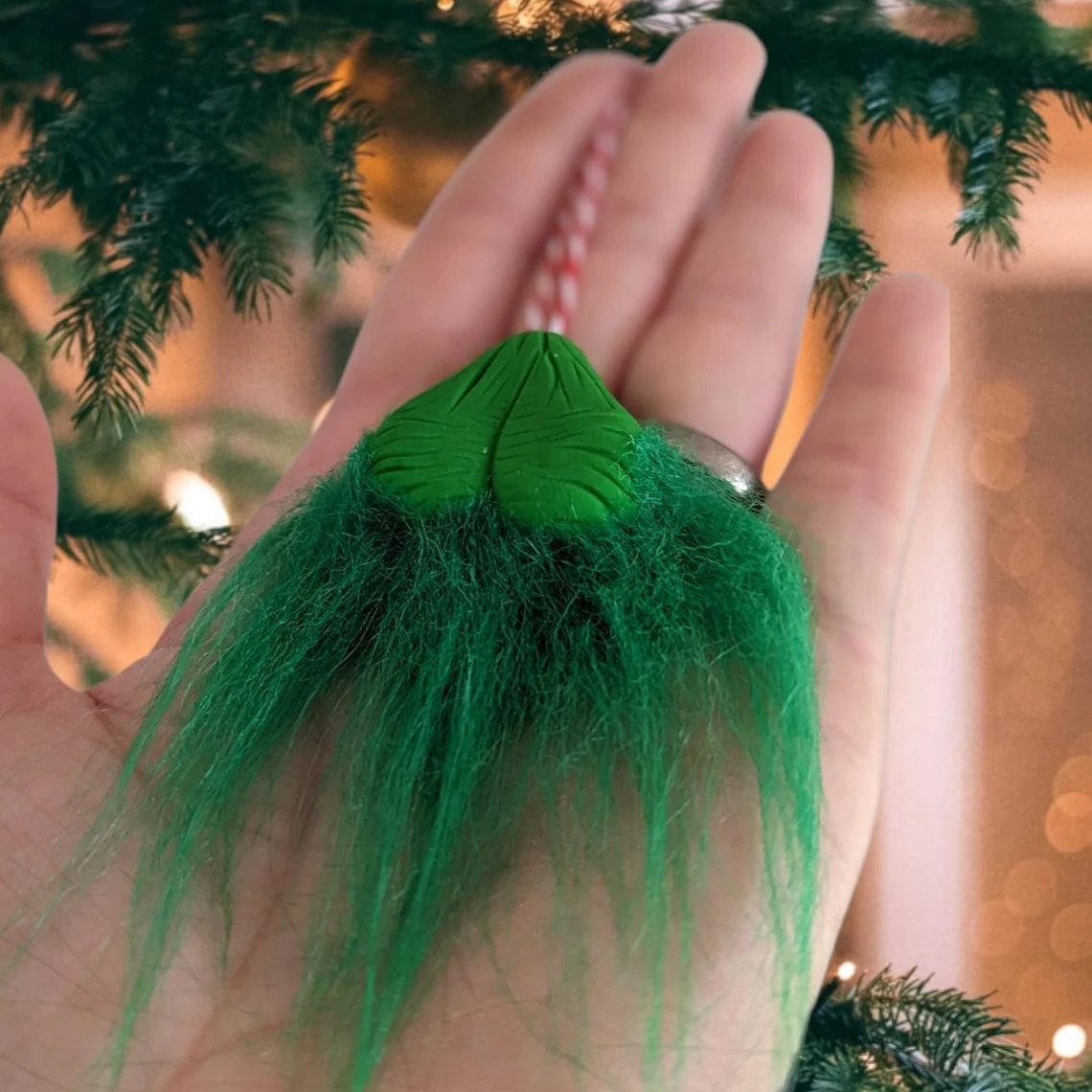 Hairy Grinchy Ball Ball Christmas Ornament
