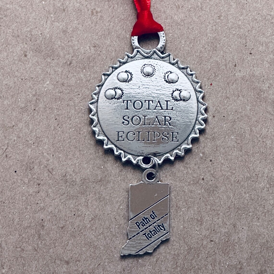 2024 Total Solar Eclipse Pewter Ornament - North American Eclipse Souvenir