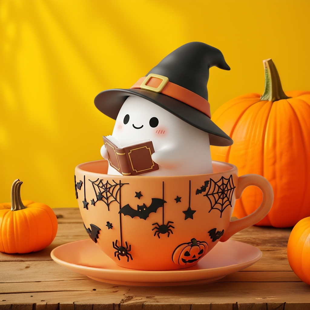 👻Whimsical Halloween Ghost Teacup Decor