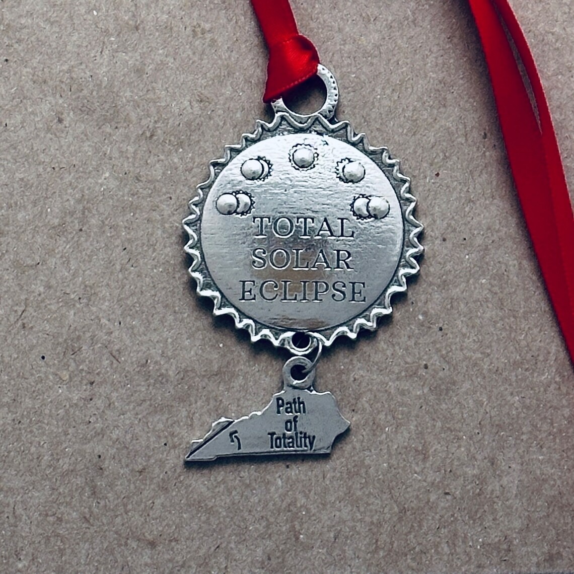 2024 Total Solar Eclipse Pewter Ornament - North American Eclipse Souvenir