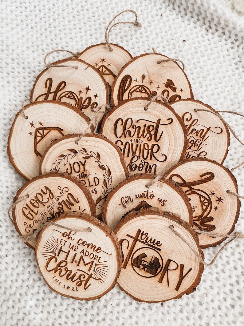 Nativity Engraved Wood Ornament