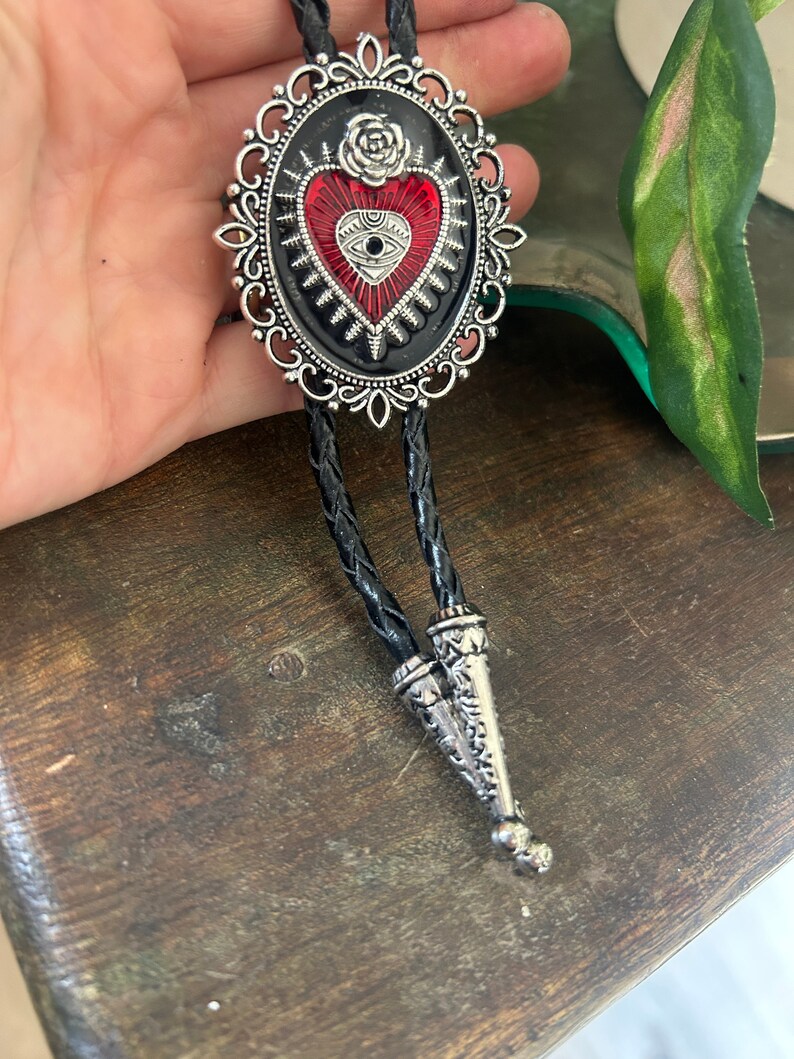 Sacred Heart Rose Bolo Tie