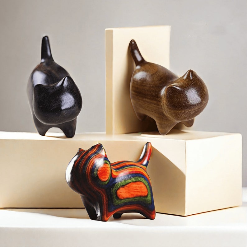 Hand Carving Wooden Cat