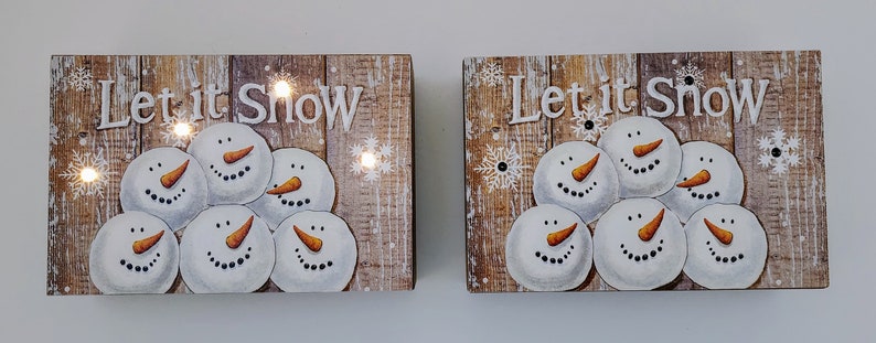 Light Up Snowman Wood Boxes