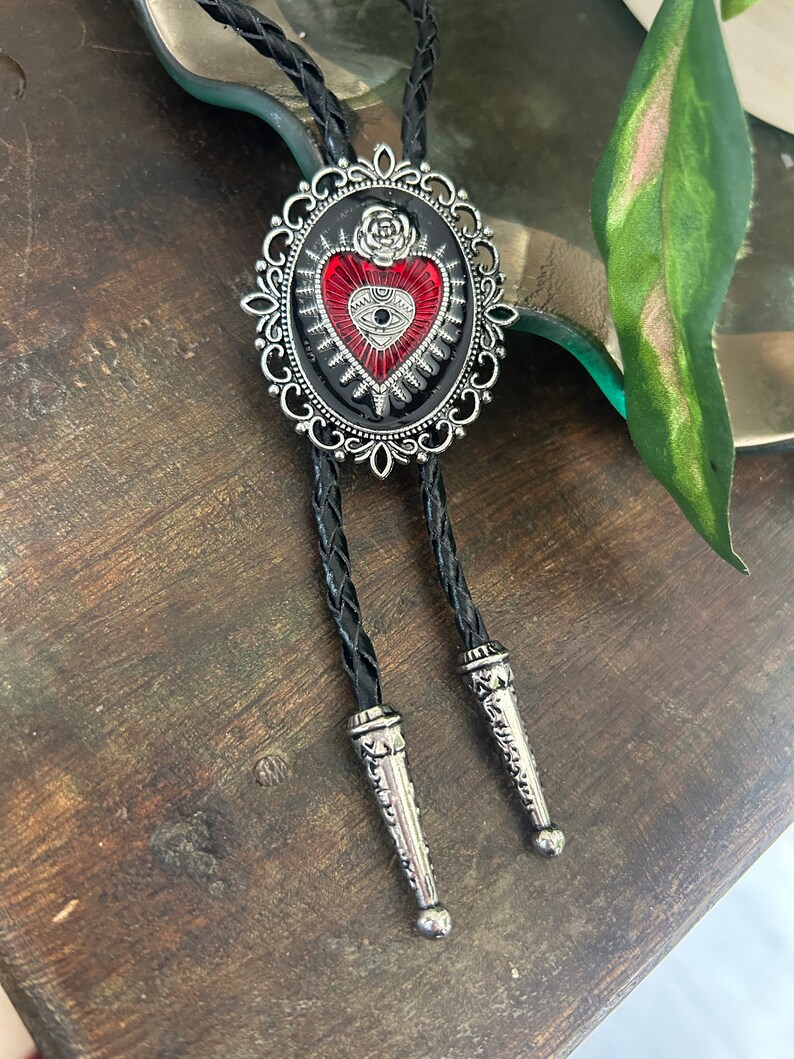 Sacred Heart Rose Bolo Tie