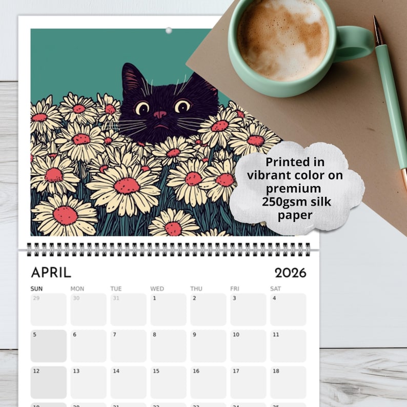 Cats Chillin' With Birth Flowers 2026 Wall Calendar