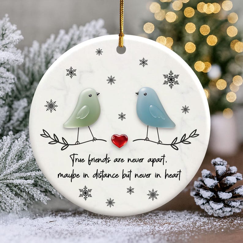 True Friends Never Apart Sea Glass Ornament
