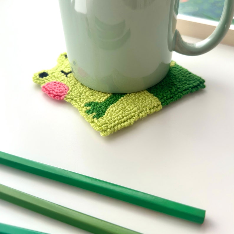 Handmade Frog Mug Rug