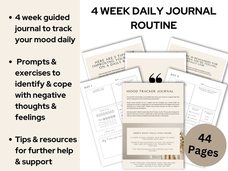 Mood Tracker Journal for Mental Wellness 