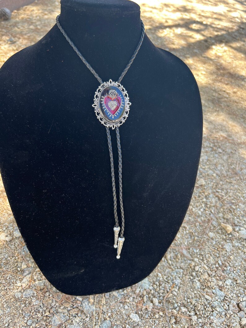 Sacred Heart Rose Bolo Tie